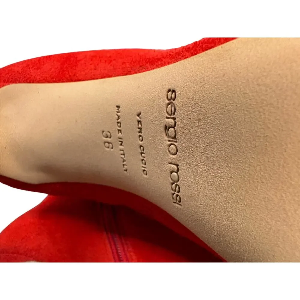 Sergio Rossi Over The Knee Boots Suede Italy Mob Wife Cowgirl Western 6